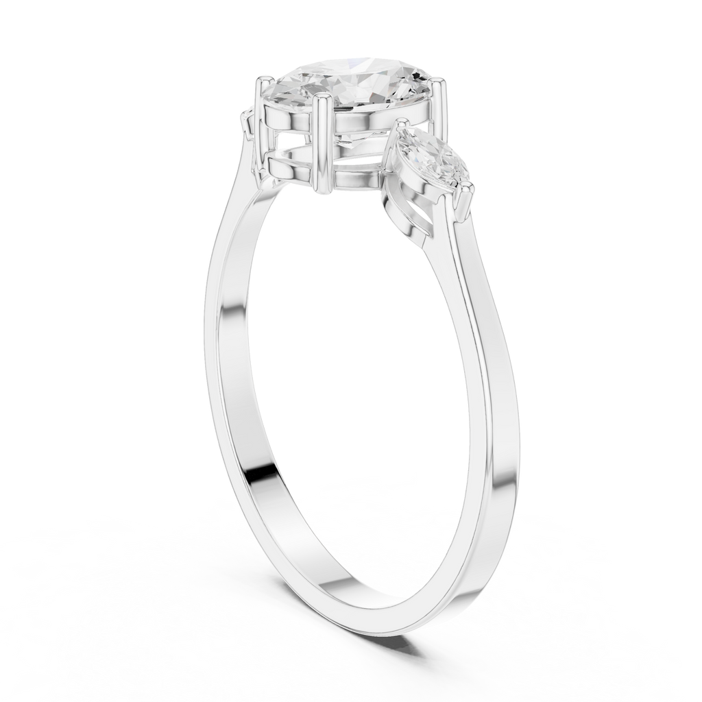 0.76 CT Oval Cut Diamond Three Stone Engagement Ring