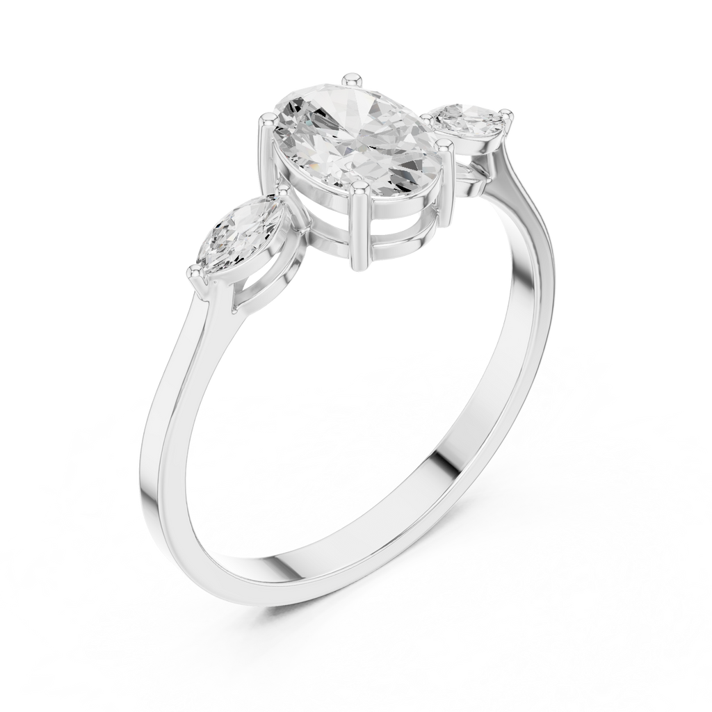 0.76 CT Oval Cut Diamond Three Stone Engagement Ring