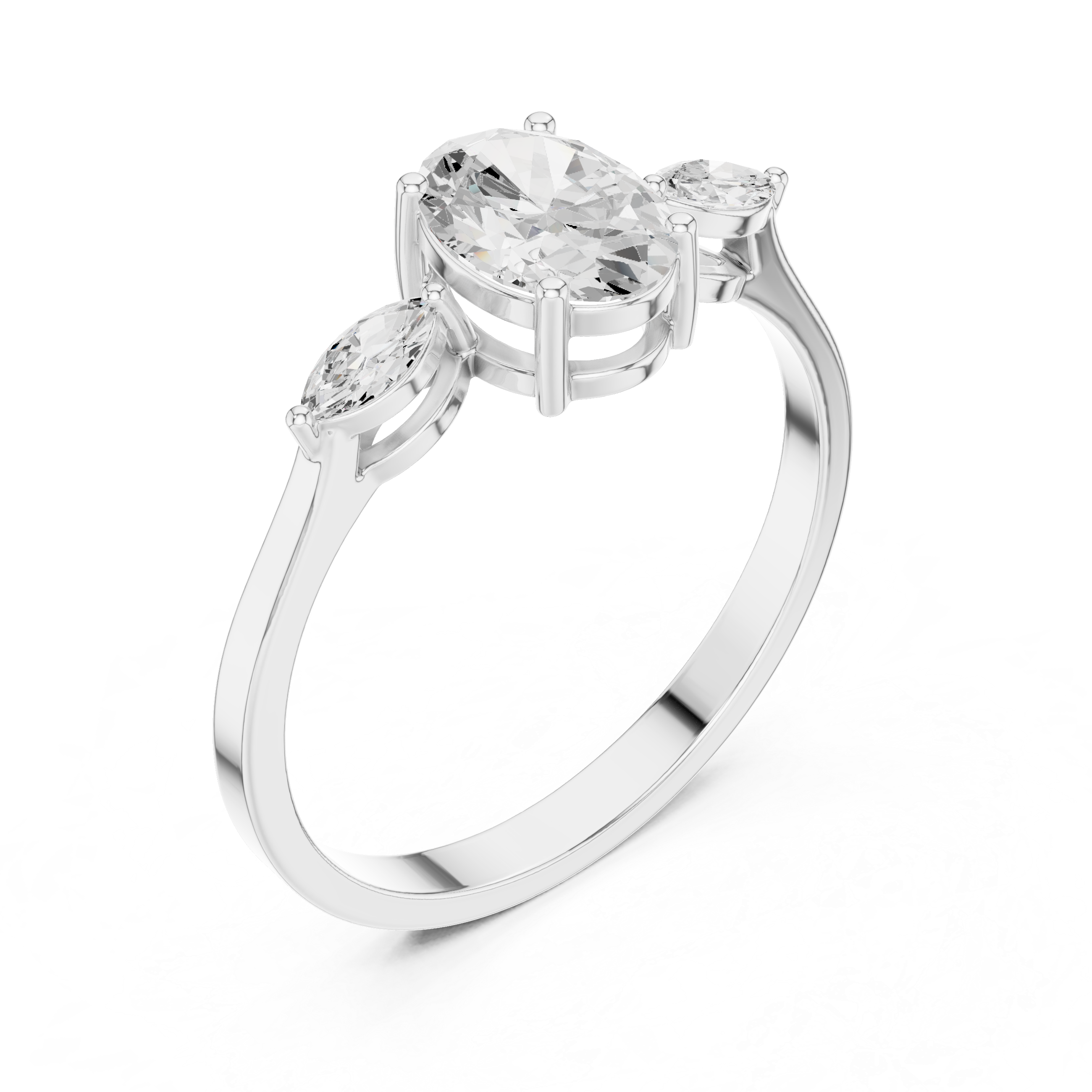 0.76 CT Oval Cut Diamond Three Stone Engagement Ring