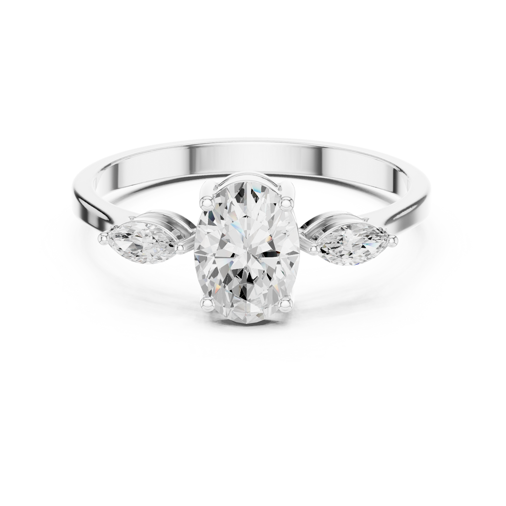 0.76 CT Oval Cut Diamond Three Stone Engagement Ring