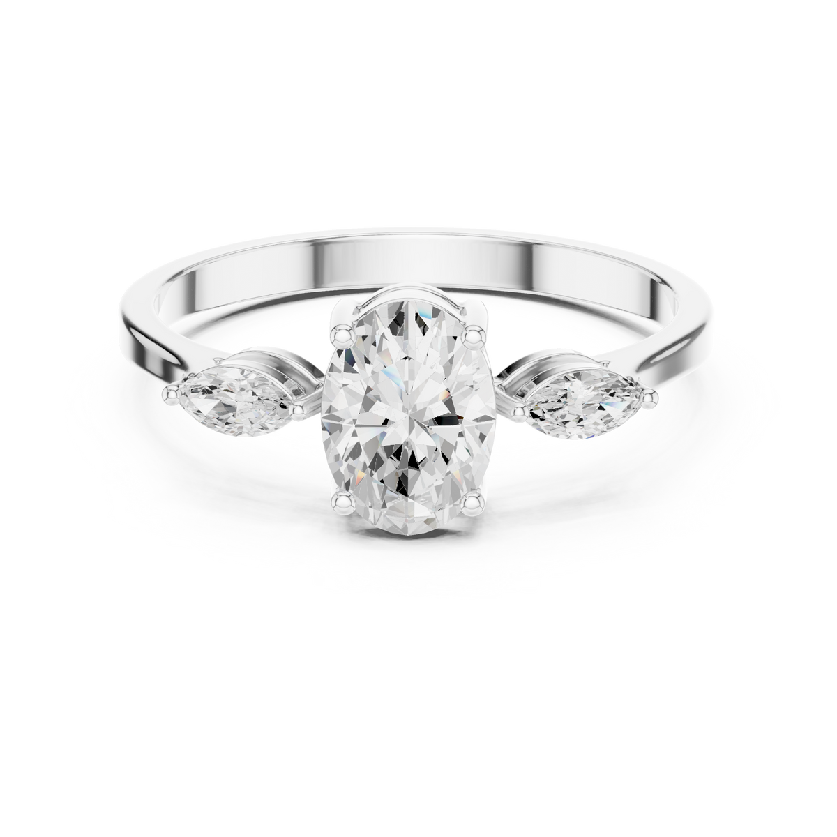 0.76 ct Oval Cut Diamond Three Stone Engagement Ring — Jewelix Atelier