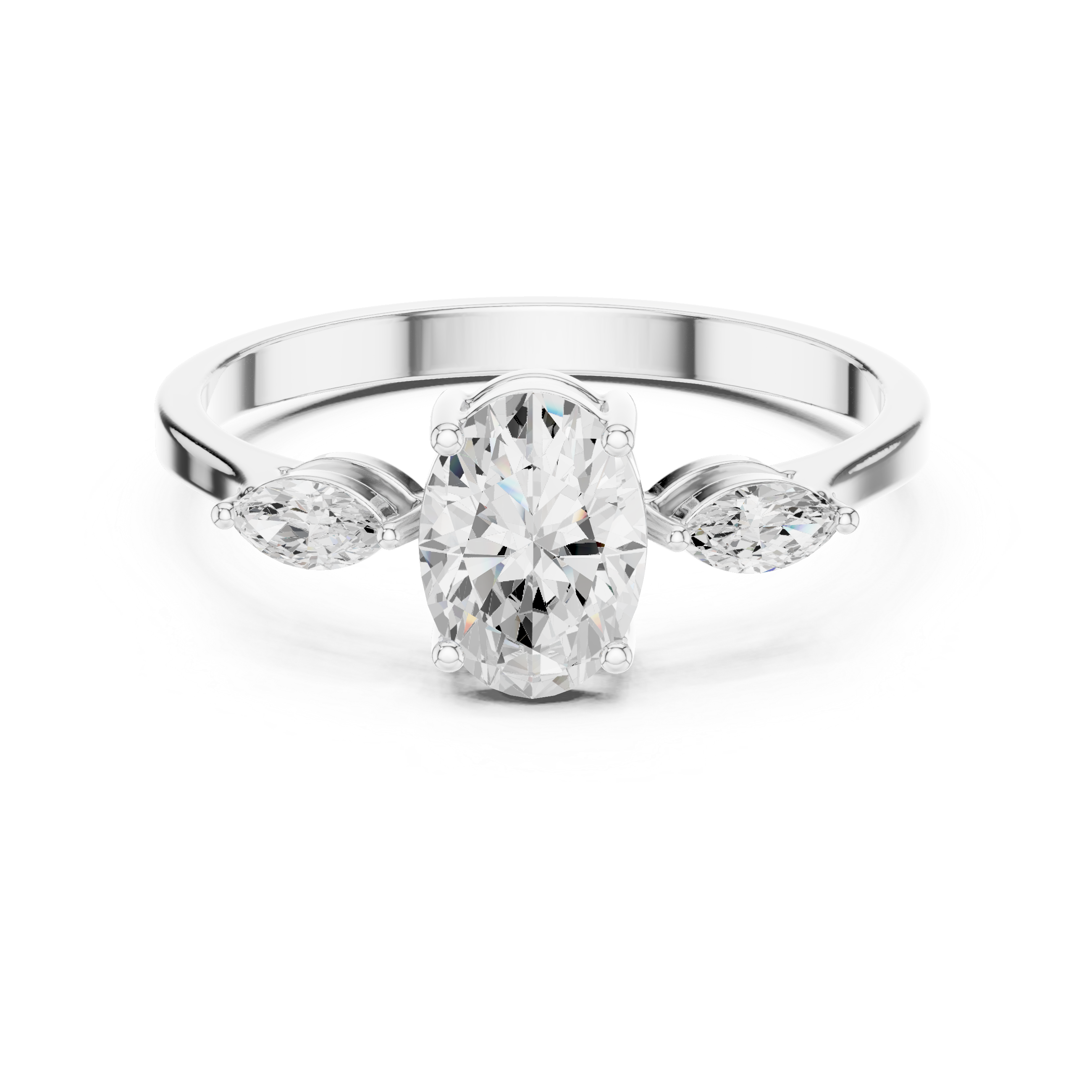 0.76 CT Oval Cut Diamond Three Stone Engagement Ring