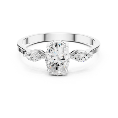 0.76 ct Oval Cut Diamond Three Stone Engagement Ring — Jewelix Atelier