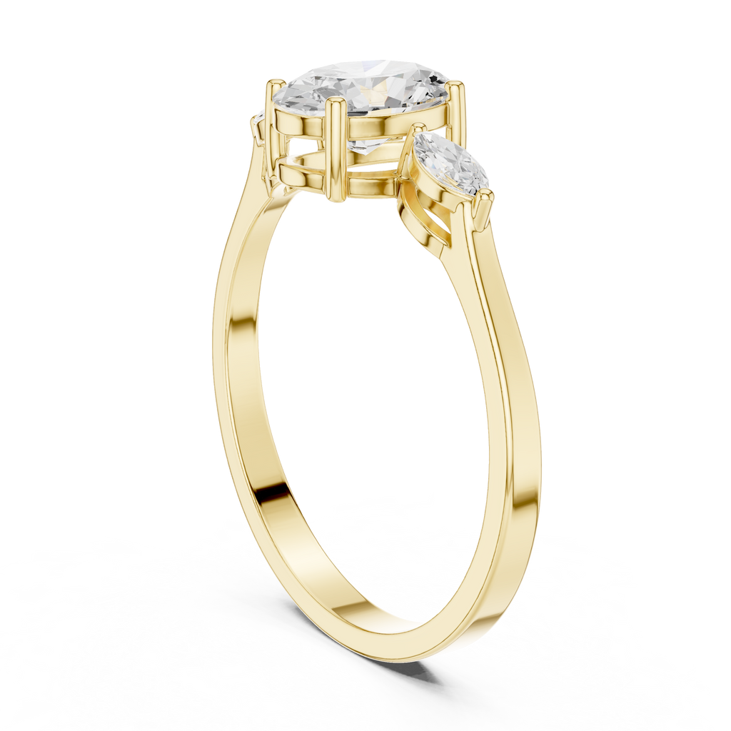 0.76 CT Oval Cut Diamond Three Stone Engagement Ring