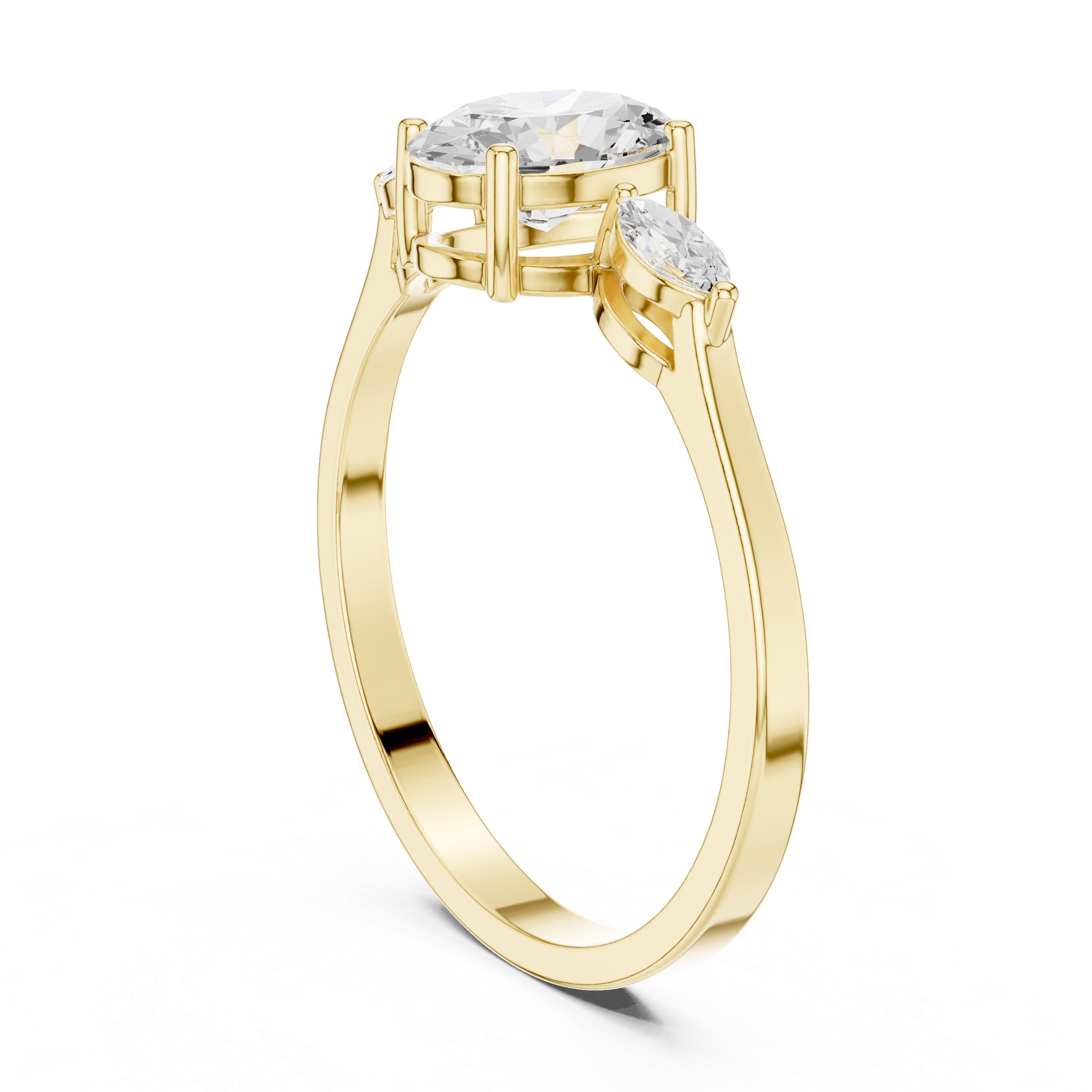 0.76 CT Oval Cut Diamond Three Stone Engagement Ring