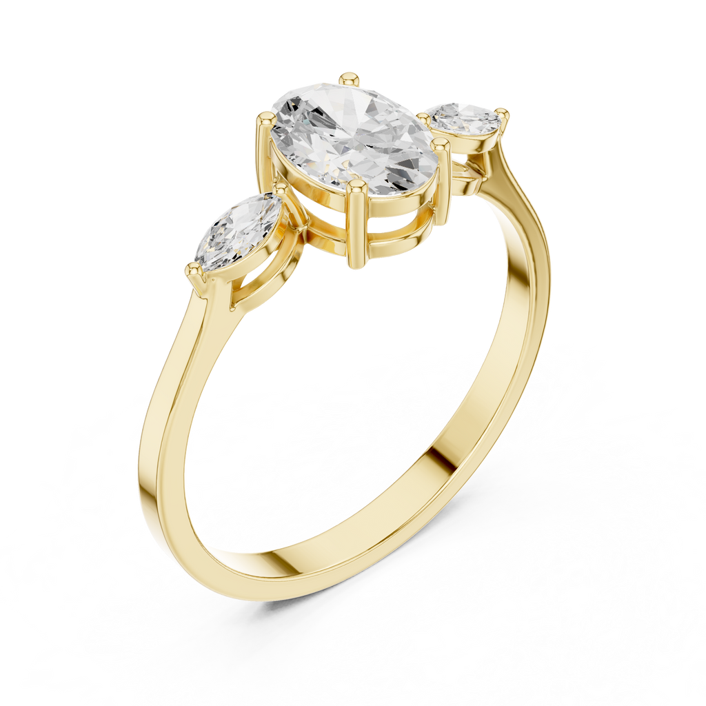 0.76 CT Oval Cut Diamond Three Stone Engagement Ring