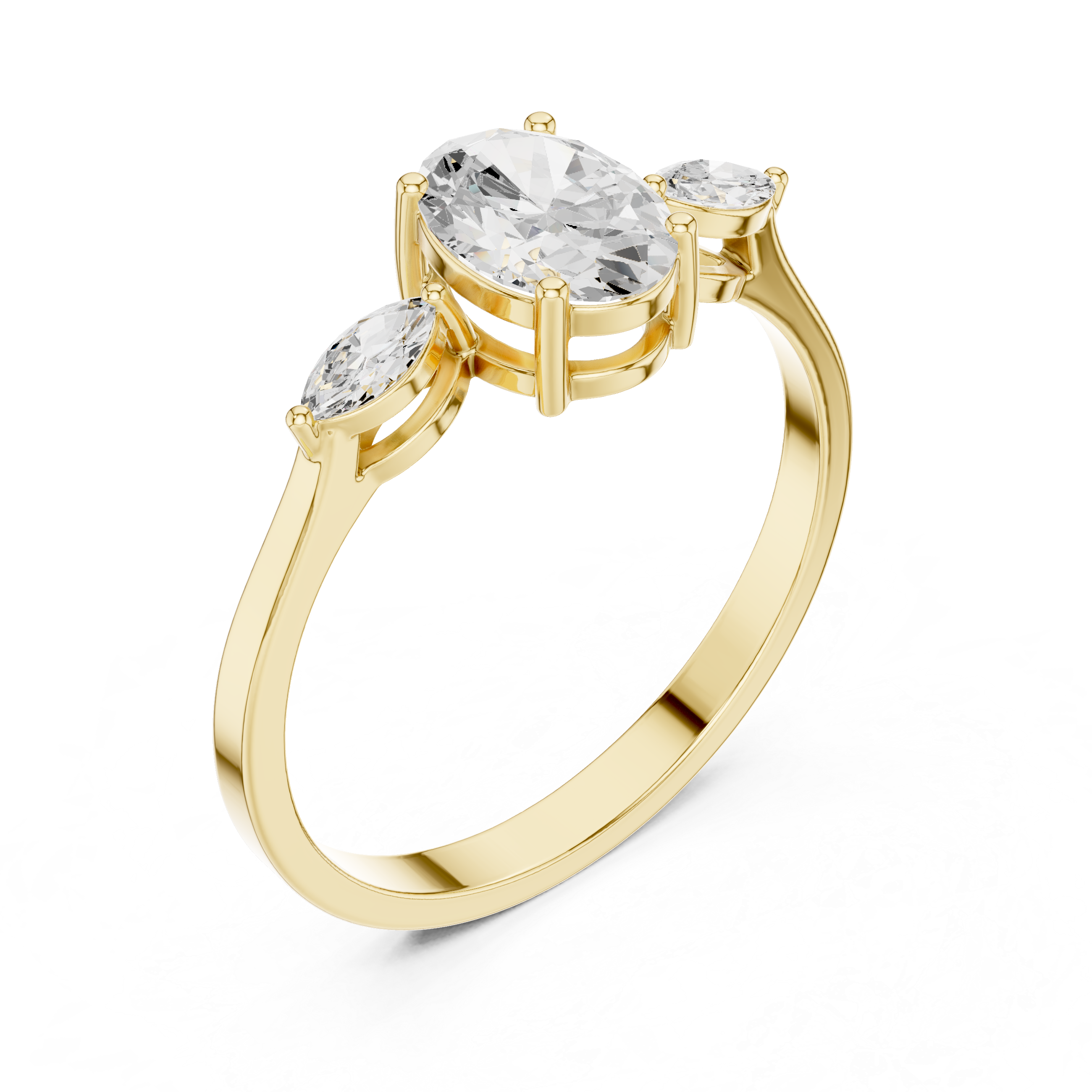 0.76 CT Oval Cut Diamond Three Stone Engagement Ring