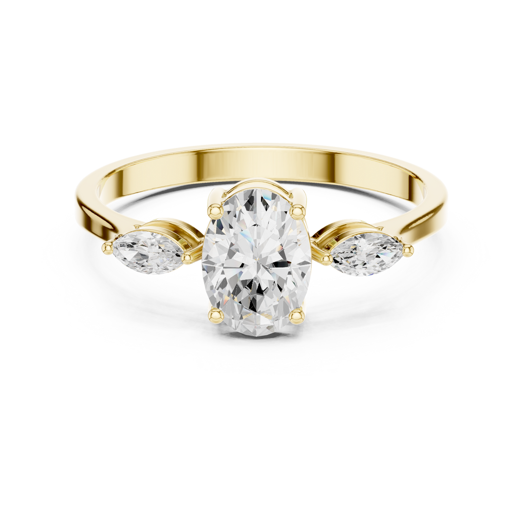 0.76 CT Oval Cut Diamond Three Stone Engagement Ring