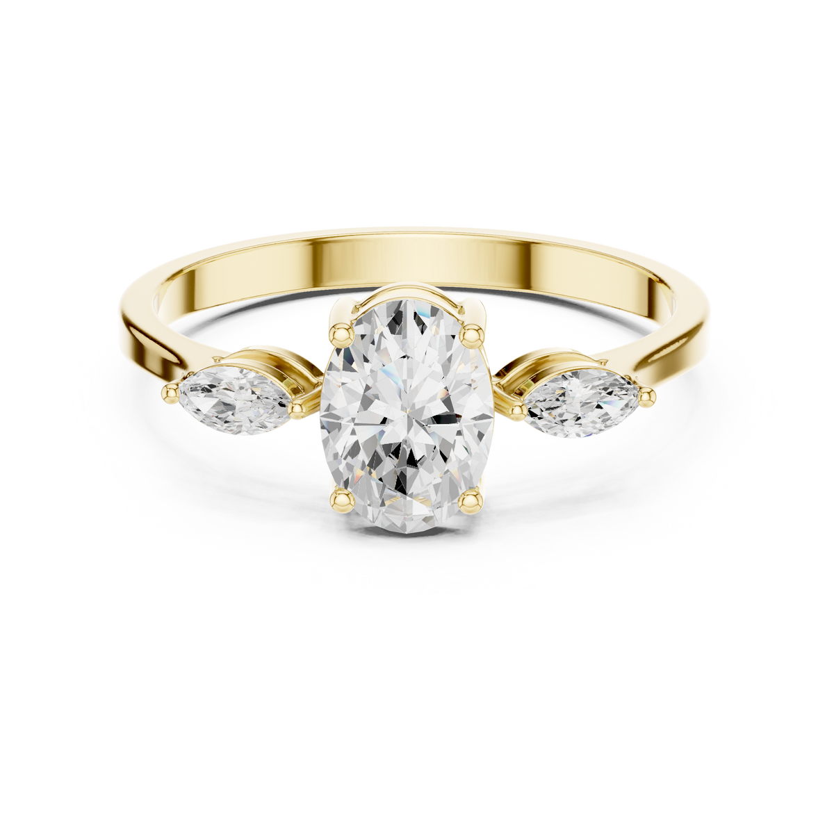 0.76 ct Oval Cut Diamond Three Stone Engagement Ring – view 9 of 12, lab grown diamond ring | Jewelix Atelier