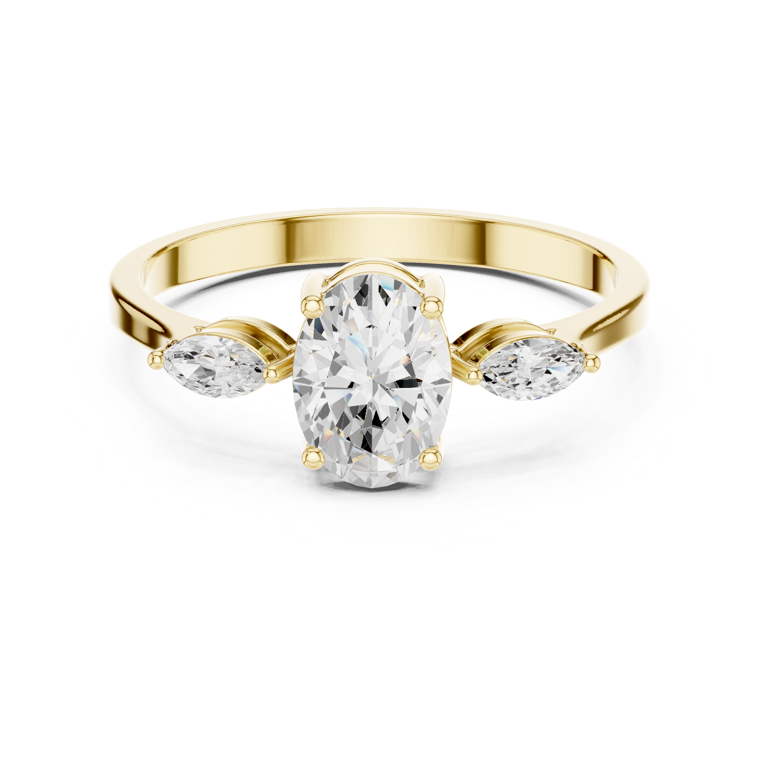 0.76 CT Oval Cut Diamond Three Stone Engagement Ring