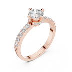 1.26 CT Round Cut Diamond Hidden Halo Pavé Engagement Ring