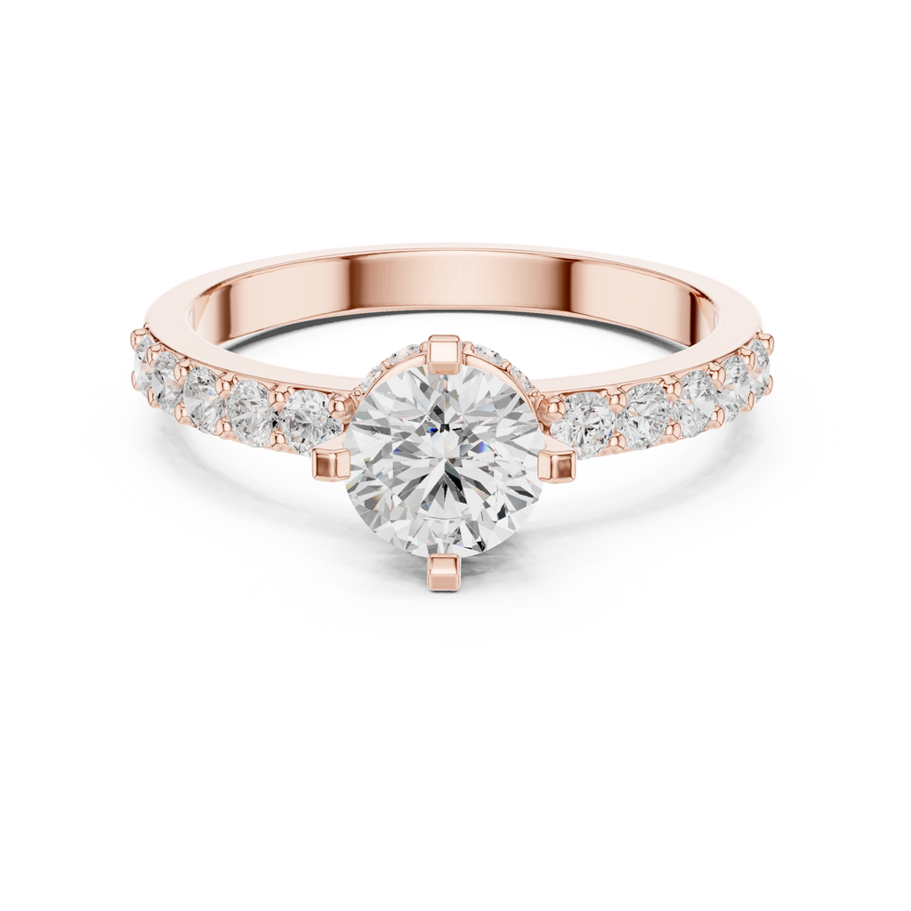 1.26 CT Round Cut Diamond Hidden Halo Pavé Engagement Ring