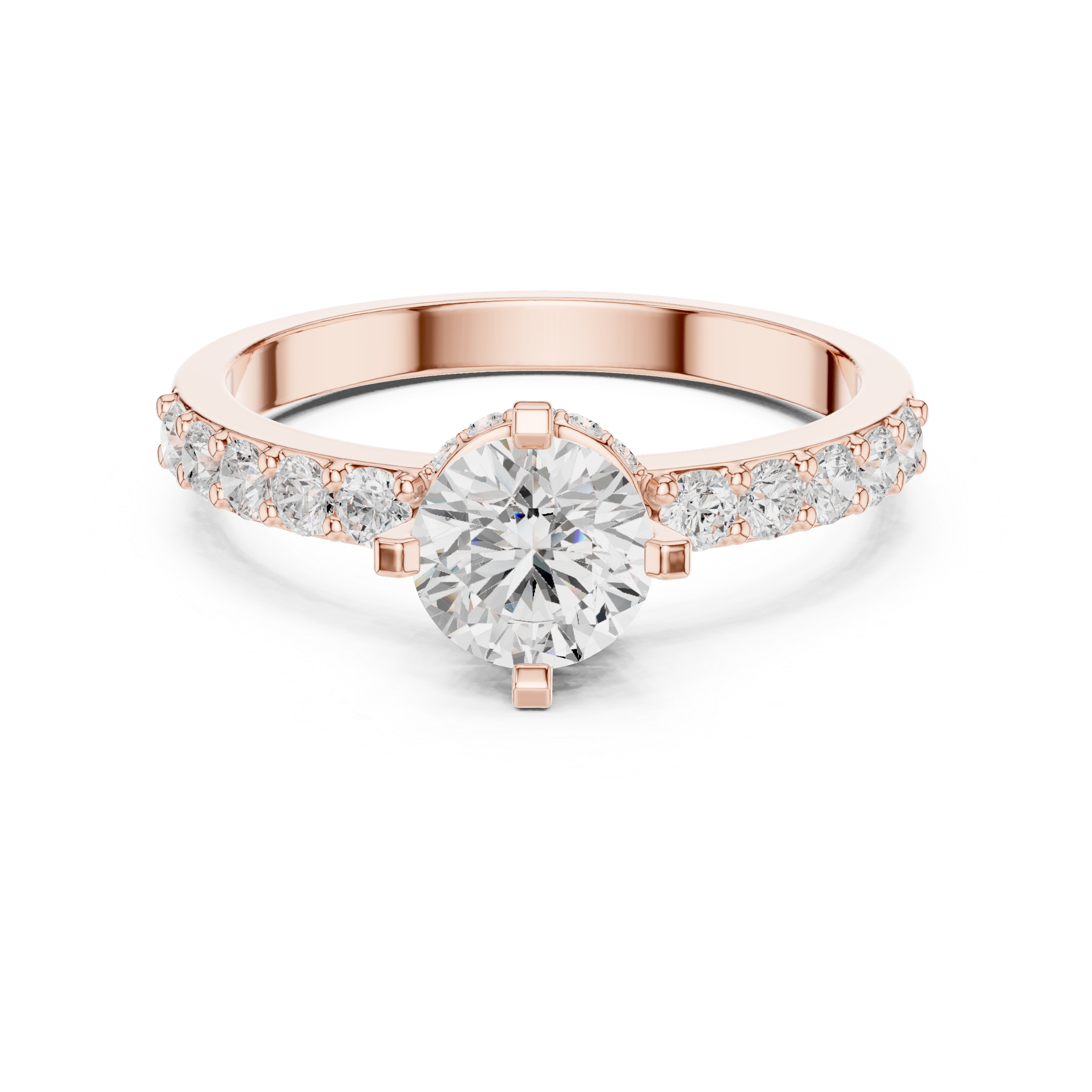 1.26 CT Round Cut Diamond Hidden Halo Pavé Engagement Ring