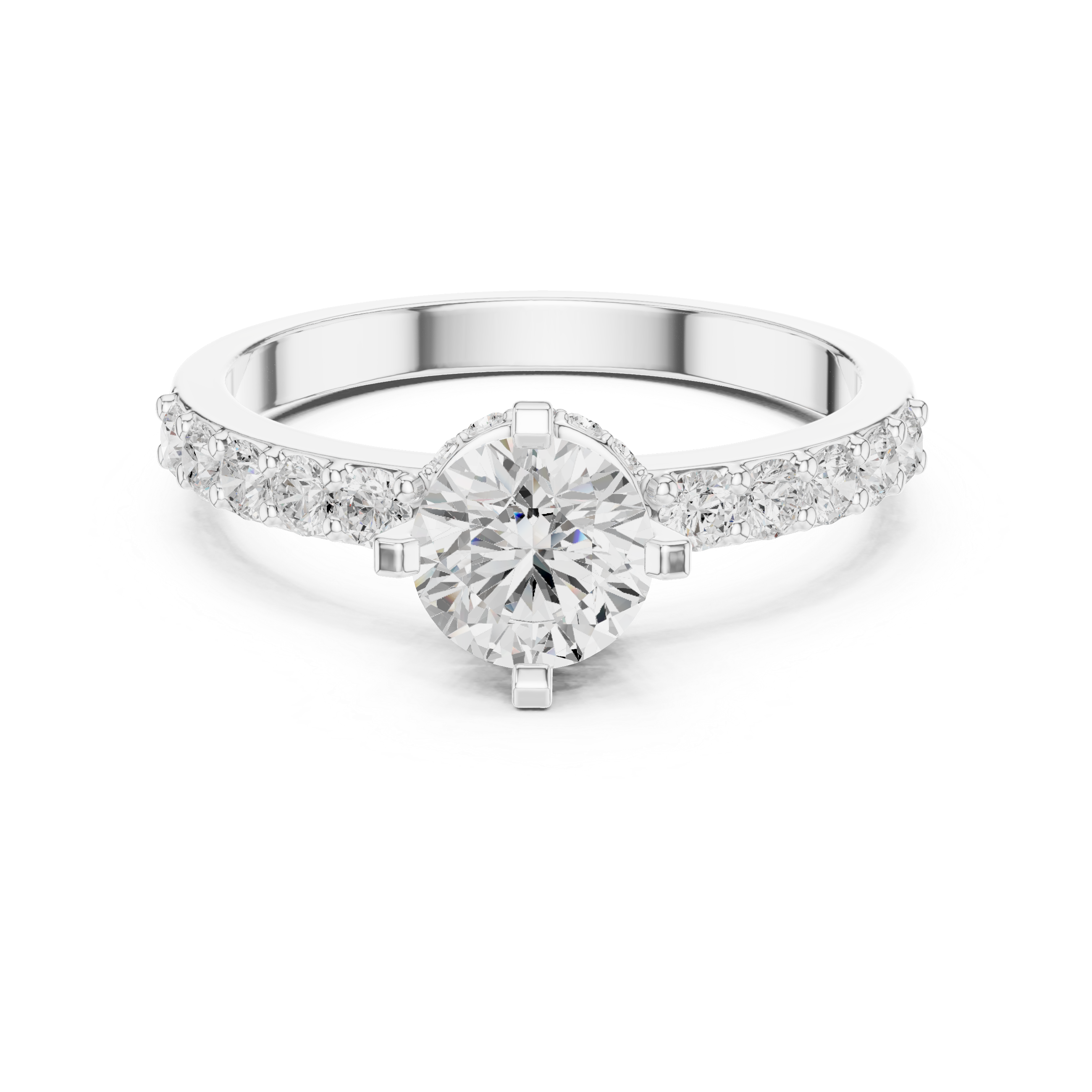 1.26 CT Round Cut Diamond Hidden Halo Pavé Engagement Ring
