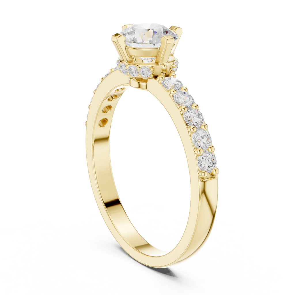 1.26 CT Round Cut Diamond Hidden Halo Pavé Engagement Ring