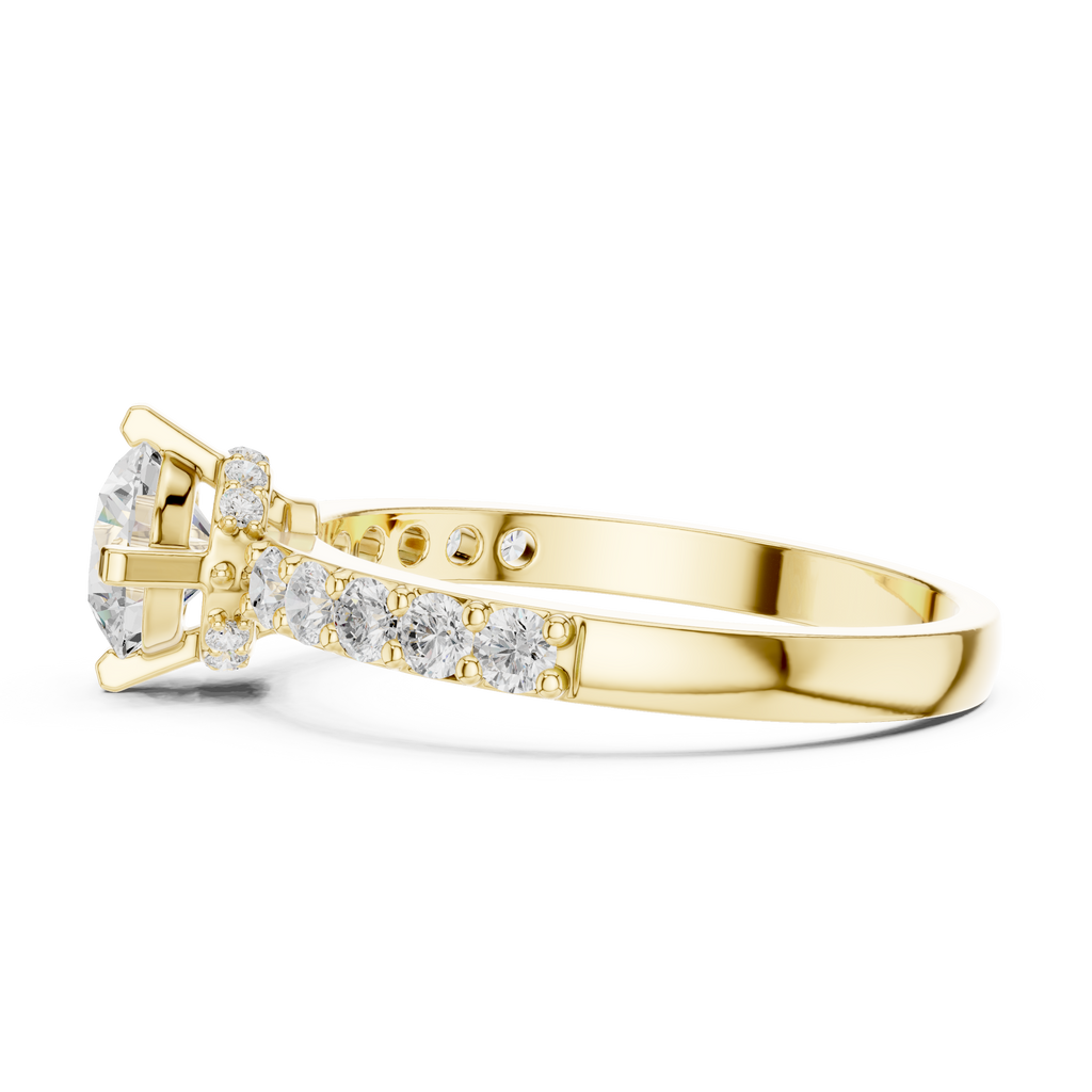 1.26 CT Round Cut Diamond Hidden Halo Pavé Engagement Ring