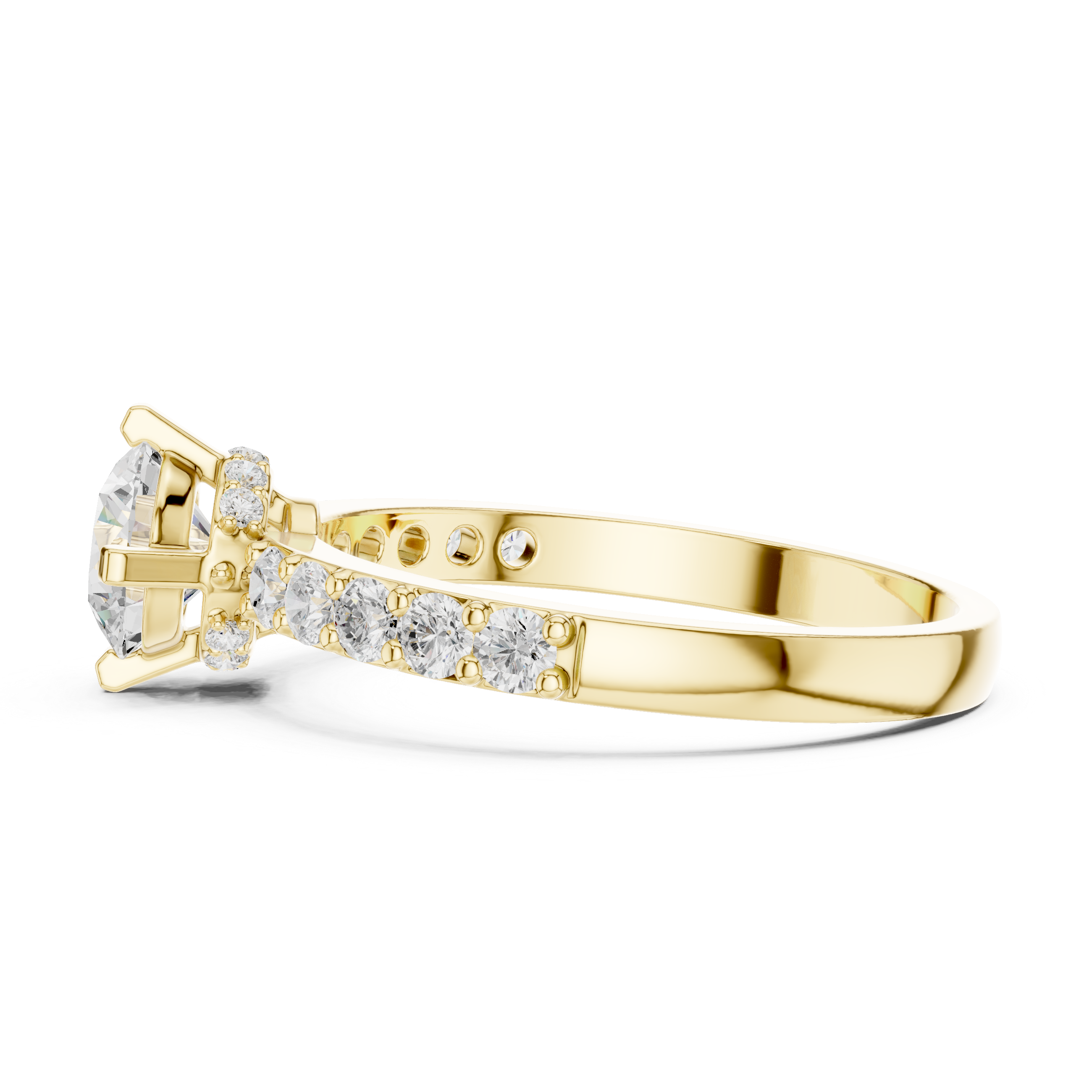 1.26 CT Round Cut Diamond Hidden Halo Pavé Engagement Ring