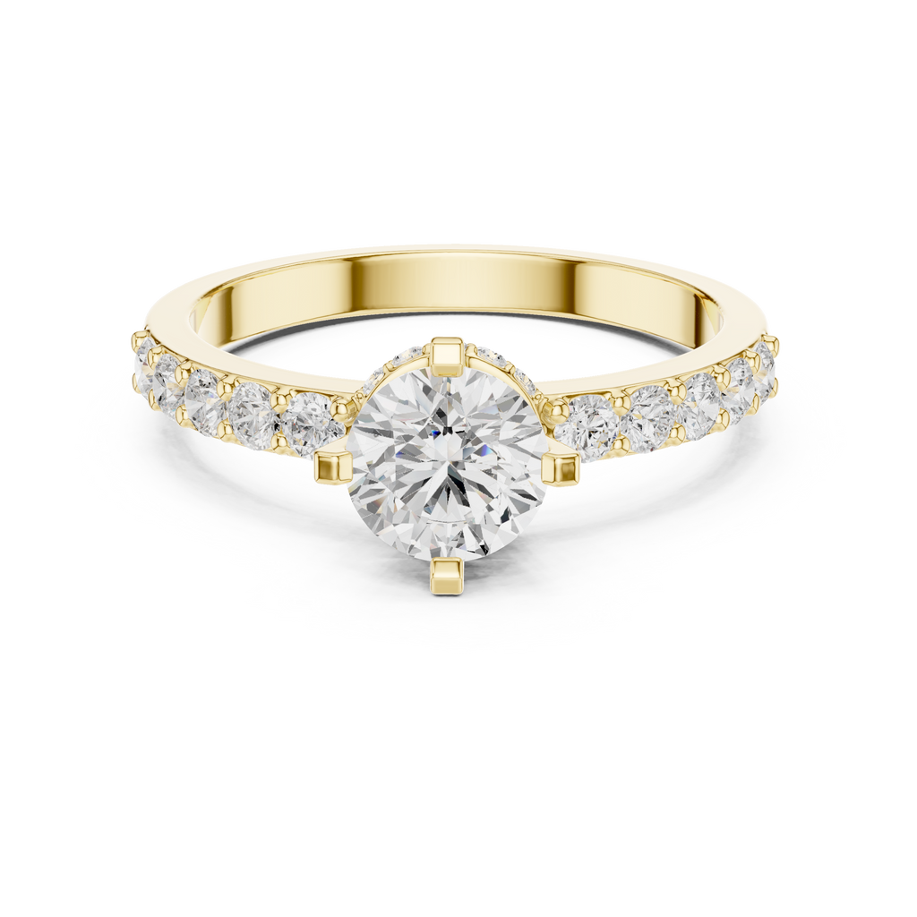 1.26 CT Round Cut Diamond Hidden Halo Pavé Engagement Ring