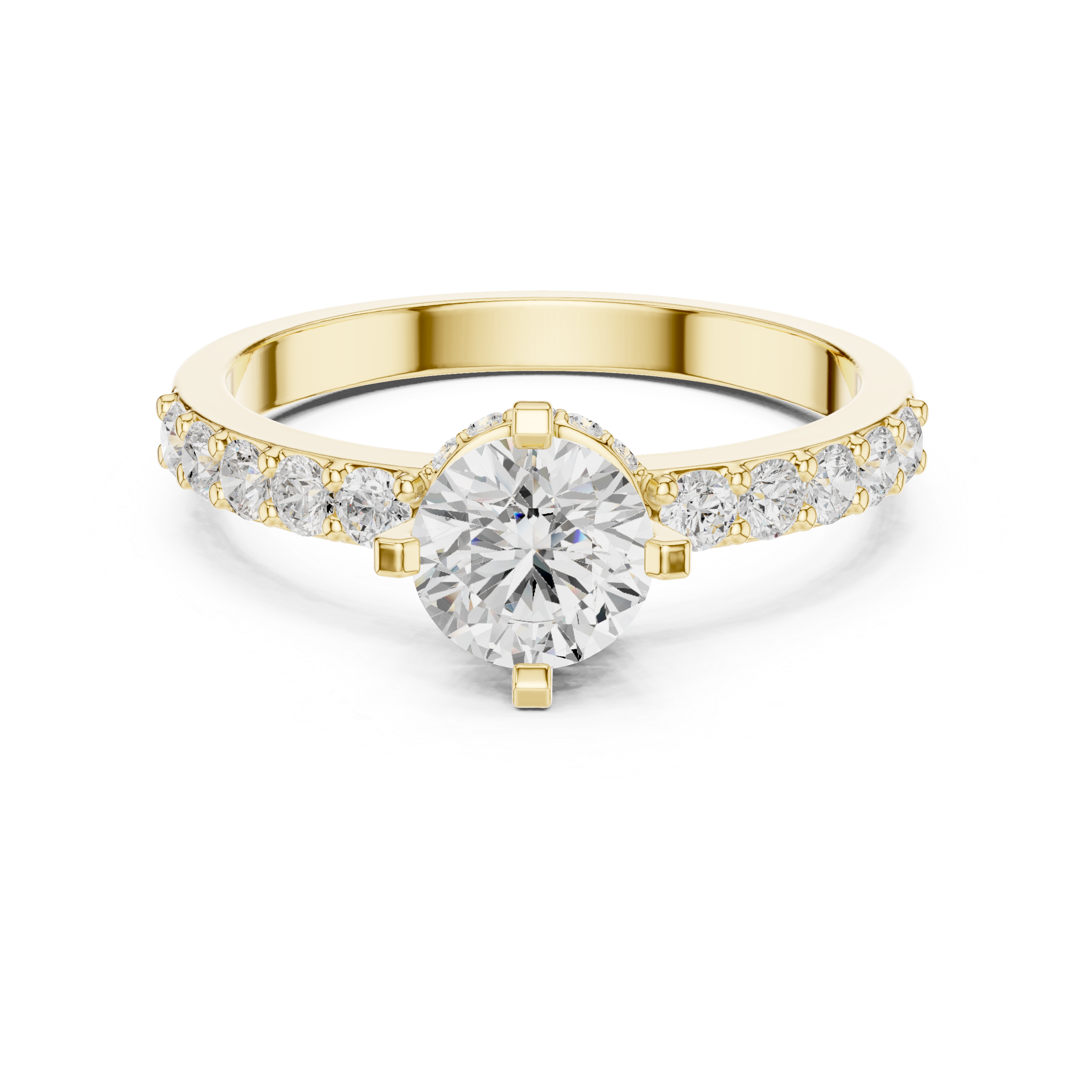 1.26 CT Round Cut Diamond Hidden Halo Pavé Engagement Ring