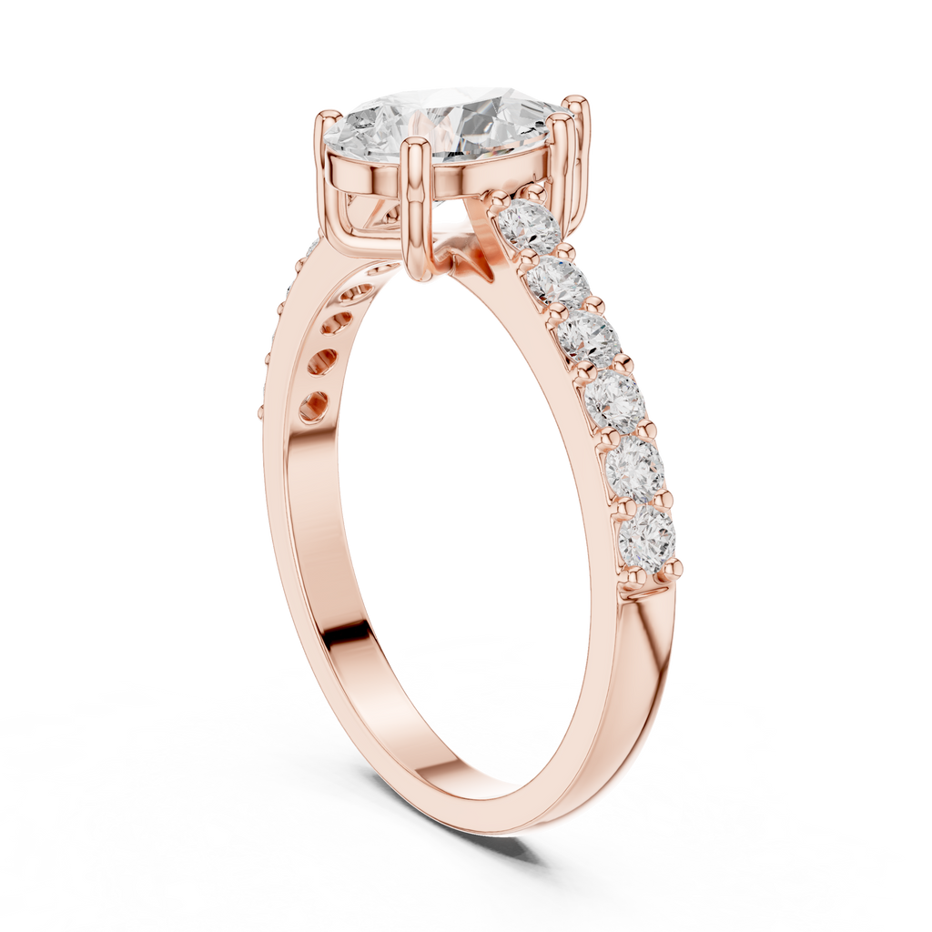 1.44 CT Pear Cut Diamond Pavé Engagement Ring