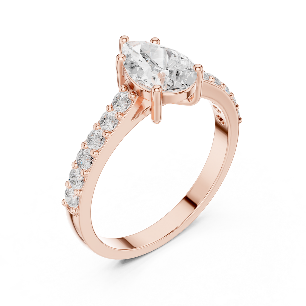 1.44 CT Pear Cut Diamond Pavé Engagement Ring
