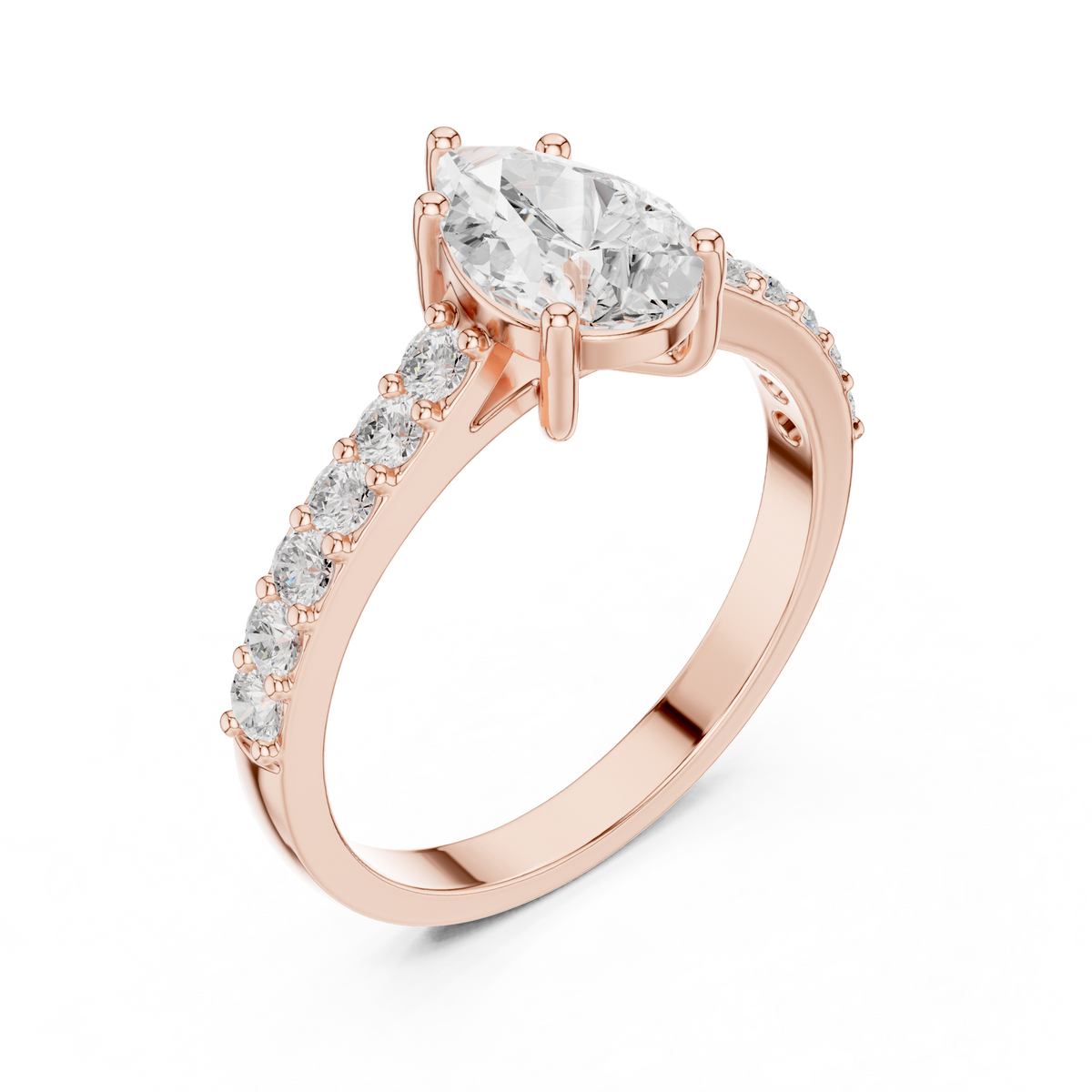1.44 ct Pear Cut Diamond Pavé with Cathedral Setting Engagement Ring – view 7 of 12, lab grown diamond ring | Jewelix Atelier