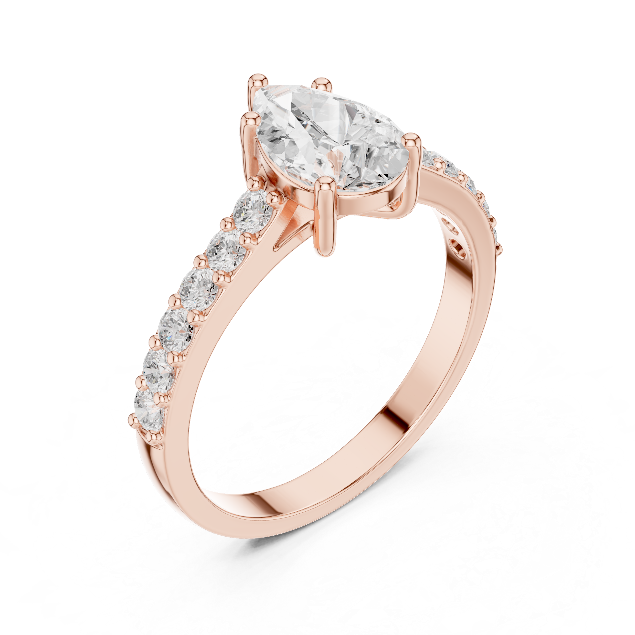 1.44 CT Pear Cut Diamond Pavé Engagement Ring