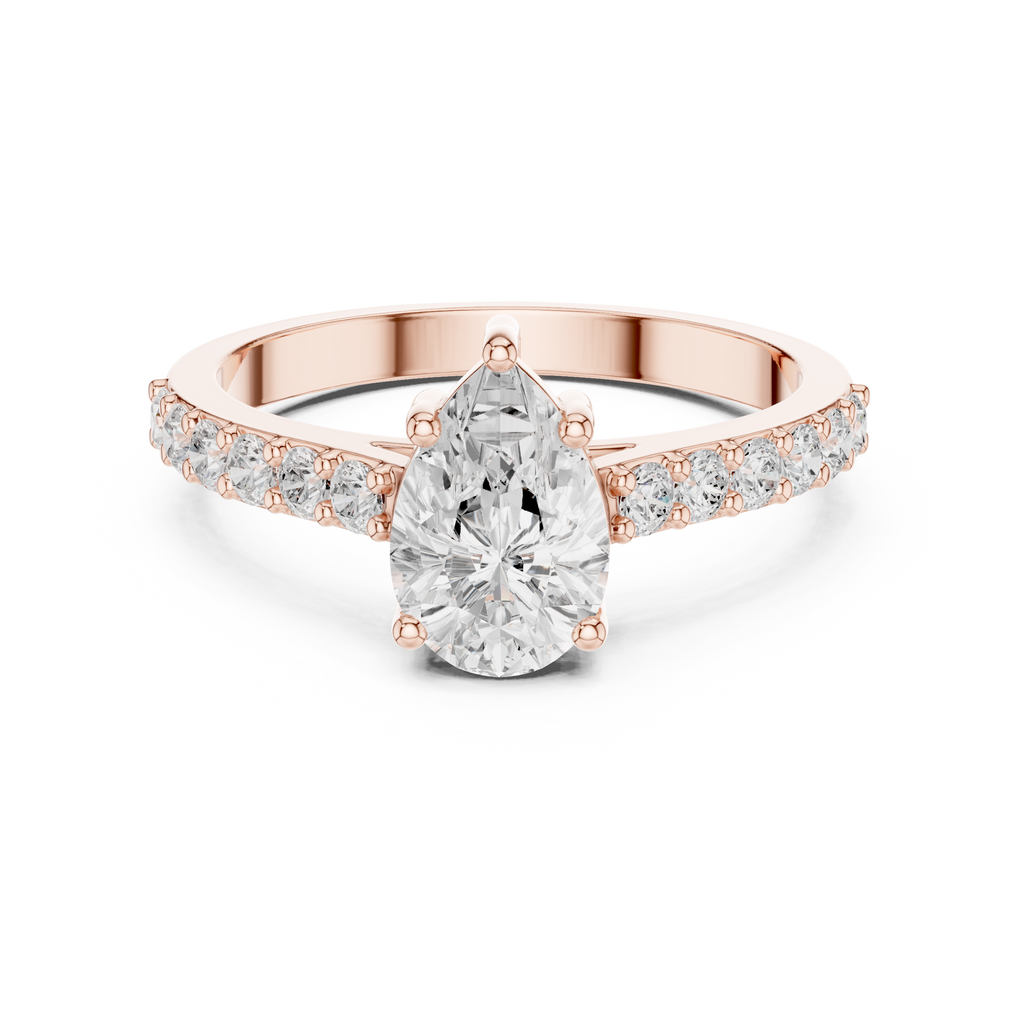 1.44 CT Pear Cut Diamond Pavé Engagement Ring
