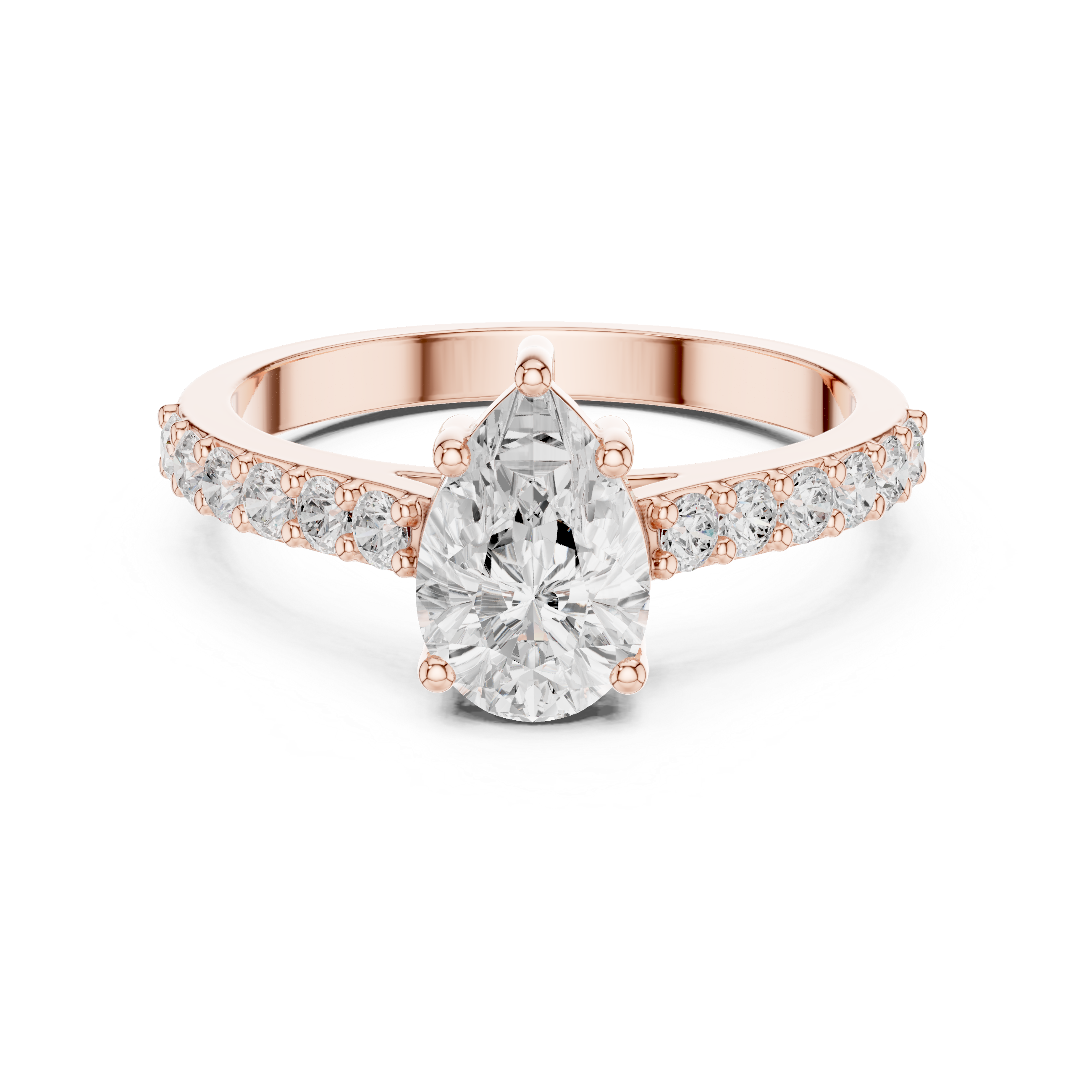 1.44 CT Pear Cut Diamond Pavé Engagement Ring
