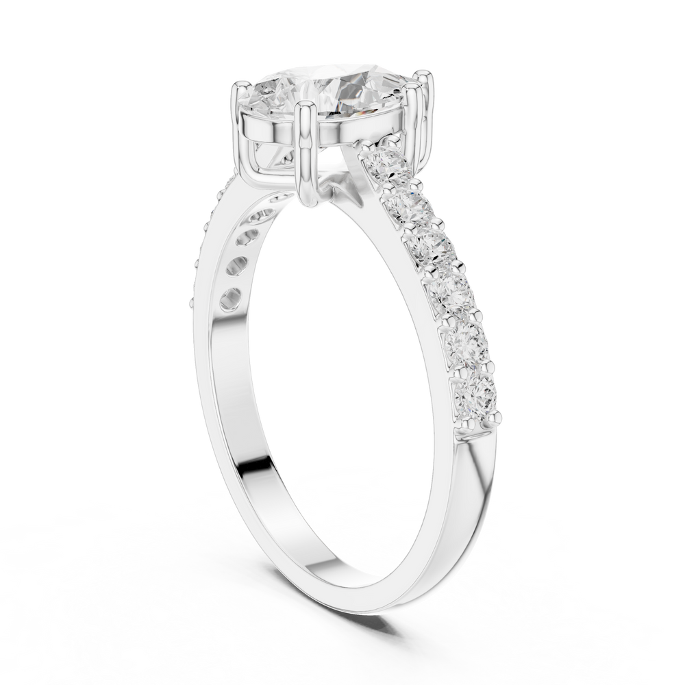 1.44 CT Pear Cut Diamond Pavé Engagement Ring