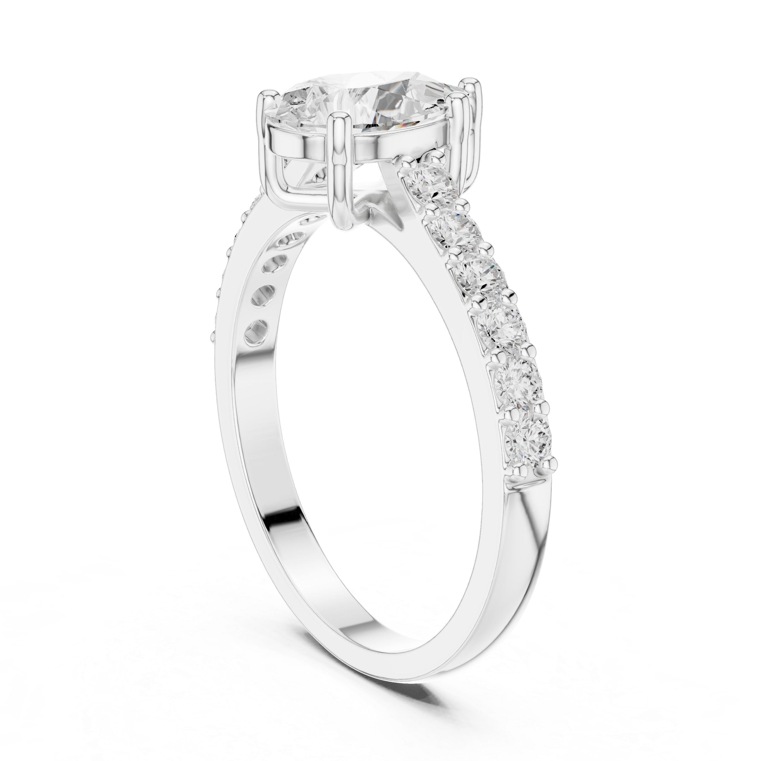 1.44 CT Pear Cut Diamond Pavé Engagement Ring
