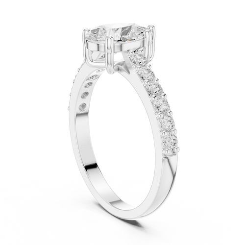 1.44 ct Pear Cut Diamond Pavé with Cathedral Setting Engagement Ring – view 2 of 12, lab grown diamond ring | Jewelix Atelier