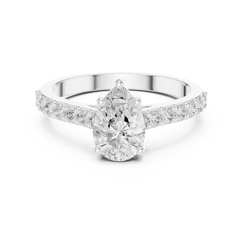 1.44 ct Pear Cut Diamond Pavé with Cathedral Setting Engagement Ring — Jewelix Atelier