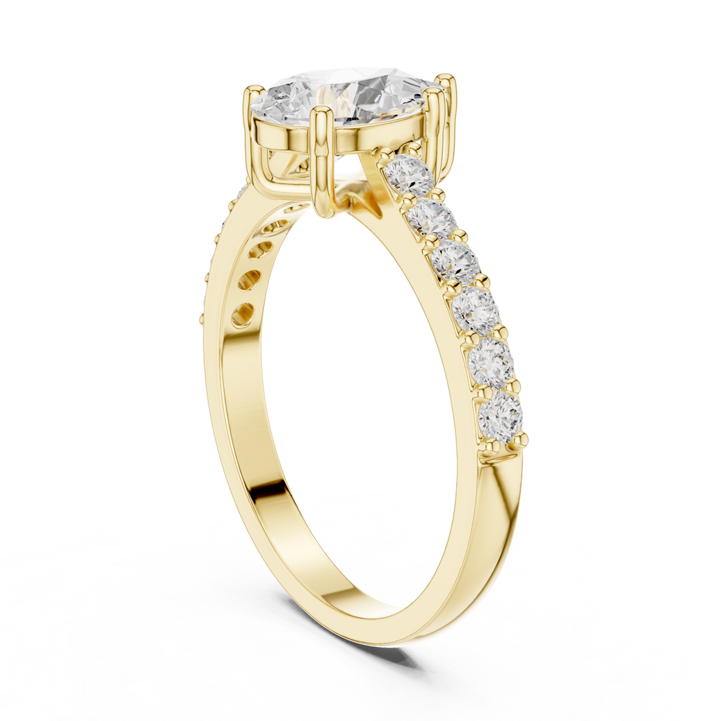 1.44 CT Pear Cut Diamond Pavé Engagement Ring