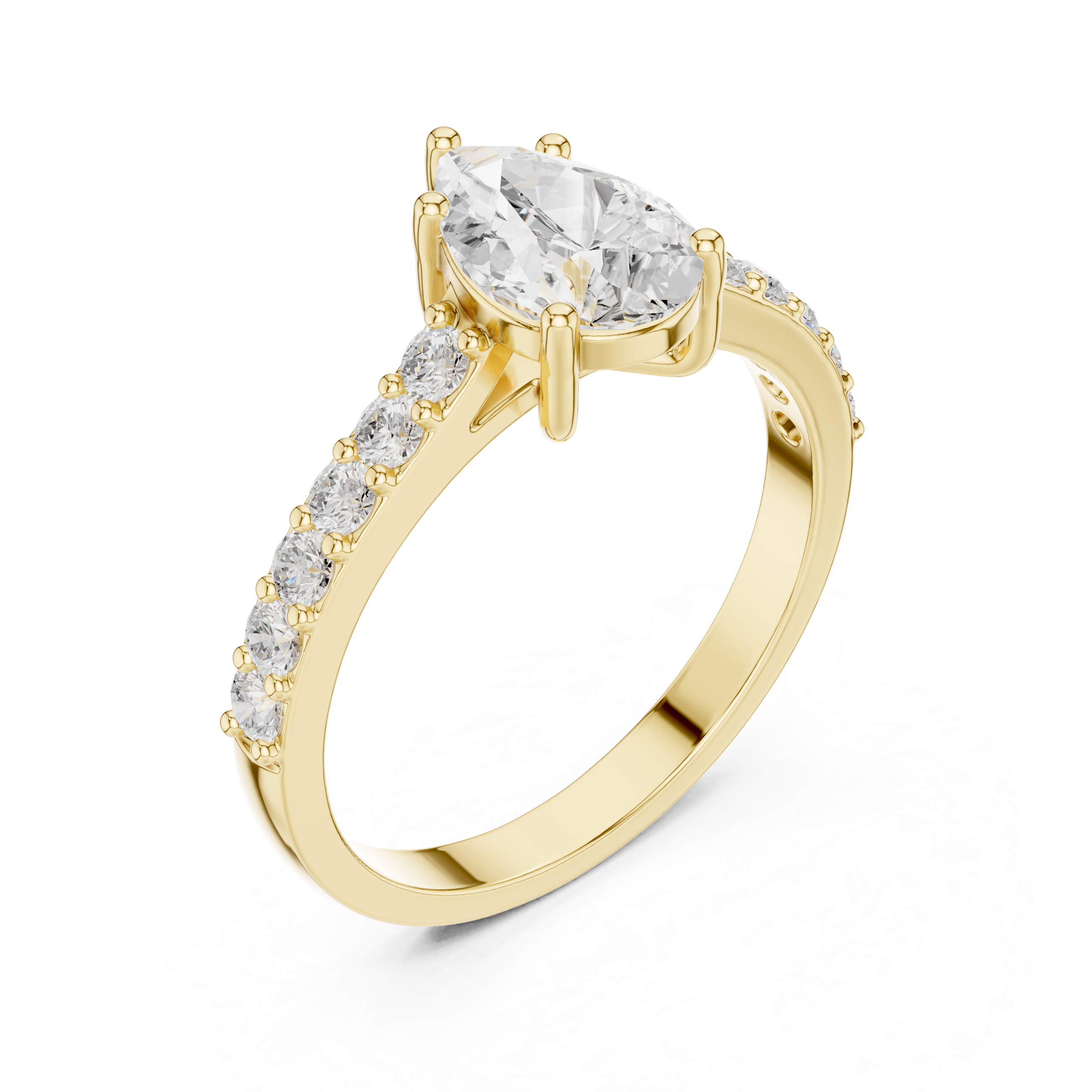 1.44 CT Pear Cut Diamond Pavé Engagement Ring