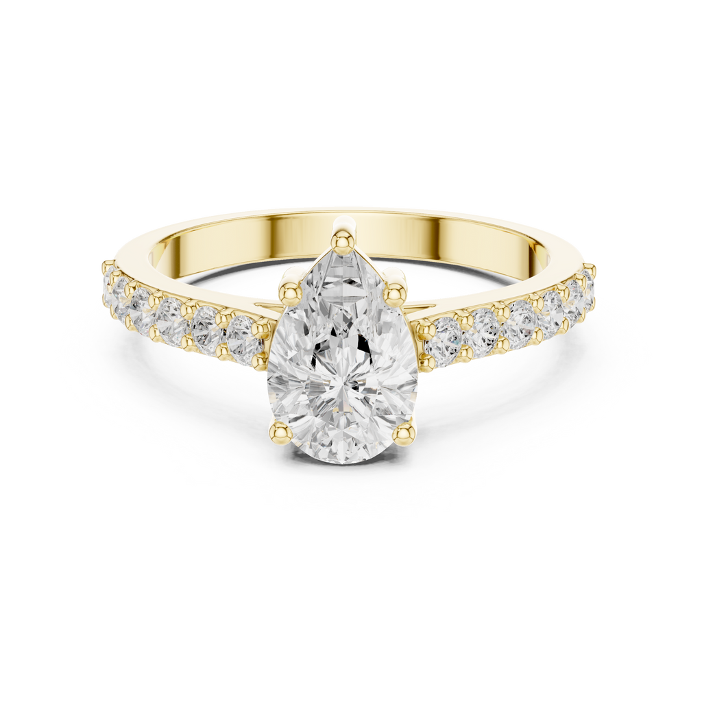 1.44 CT Pear Cut Diamond Pavé Engagement Ring