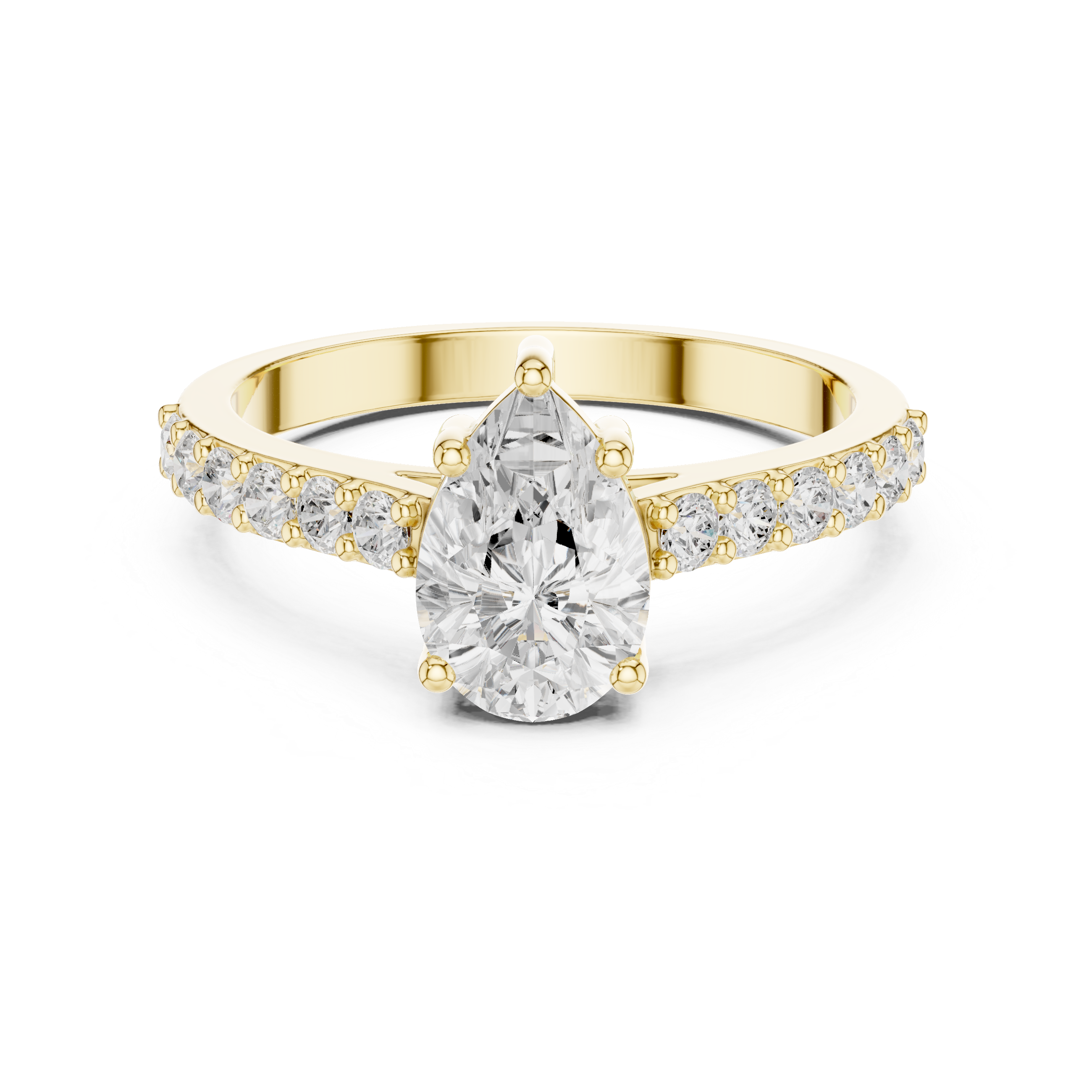 1.44 CT Pear Cut Diamond Pavé Engagement Ring