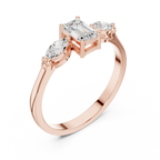 0.55 CT Emerald Cut & Marquise Diamond Three Stone Engagement Ring
