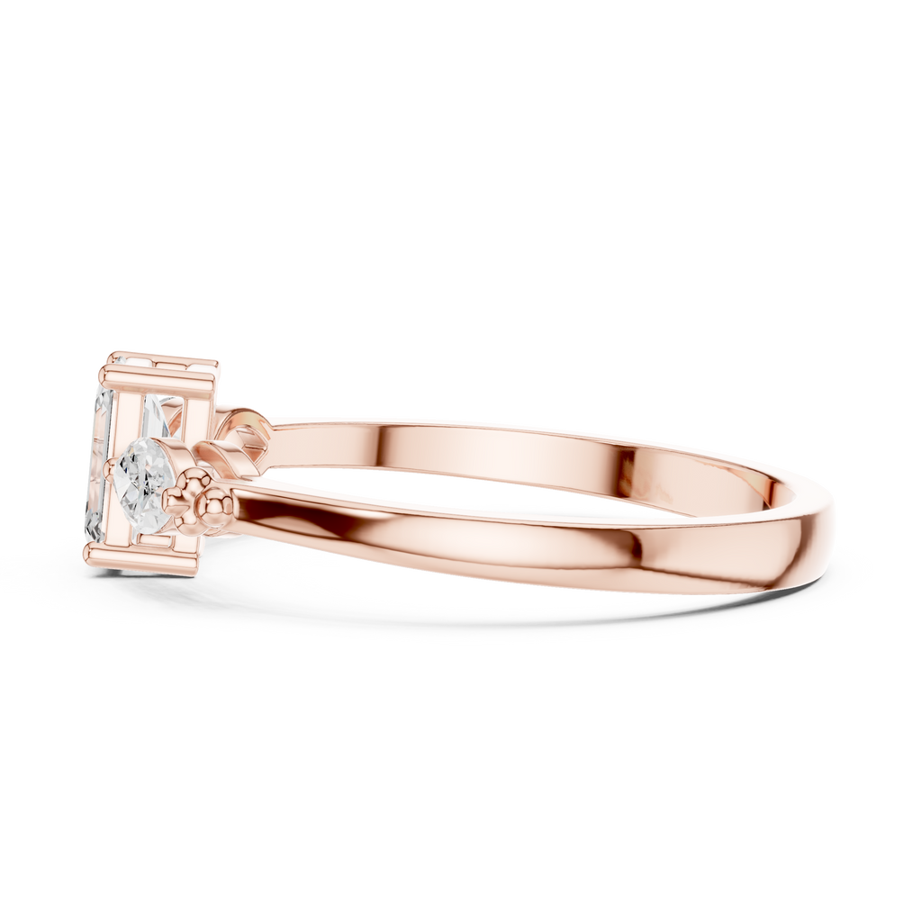 0.55 CT Emerald Cut & Marquise Diamond Three Stone Engagement Ring