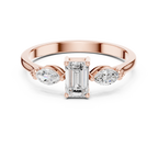 0.55 CT Emerald Cut & Marquise Diamond Three Stone Engagement Ring