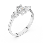 0.55 CT Emerald Cut & Marquise Diamond Three Stone Engagement Ring