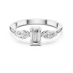 0.55 CT Emerald Cut & Marquise Diamond Three Stone Engagement Ring