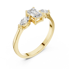 0.55 CT Emerald Cut & Marquise Diamond Three Stone Engagement Ring