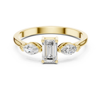 0.55 CT Emerald Cut & Marquise Diamond Three Stone Engagement Ring