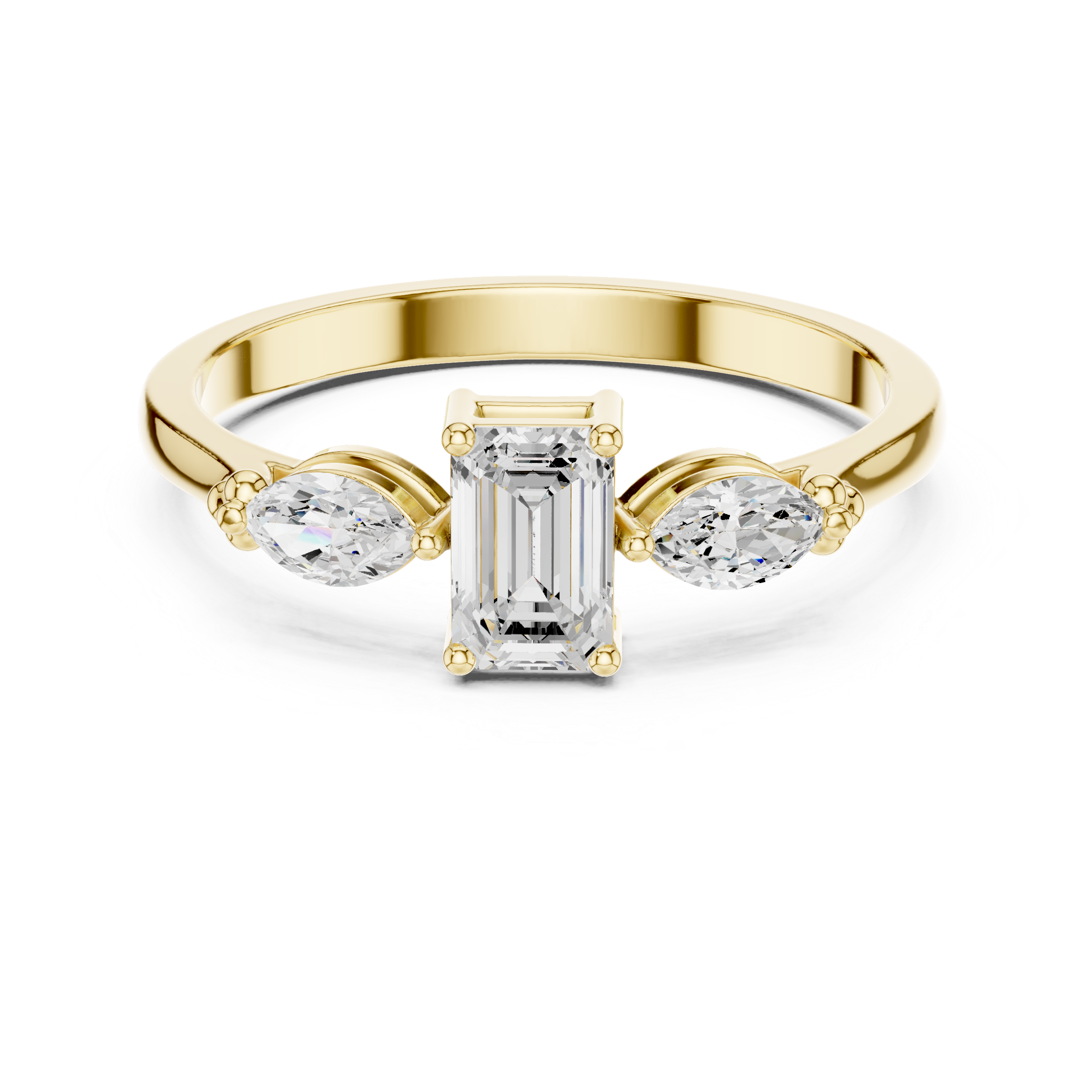 0.55 CT Emerald Cut & Marquise Diamond Three Stone Engagement Ring