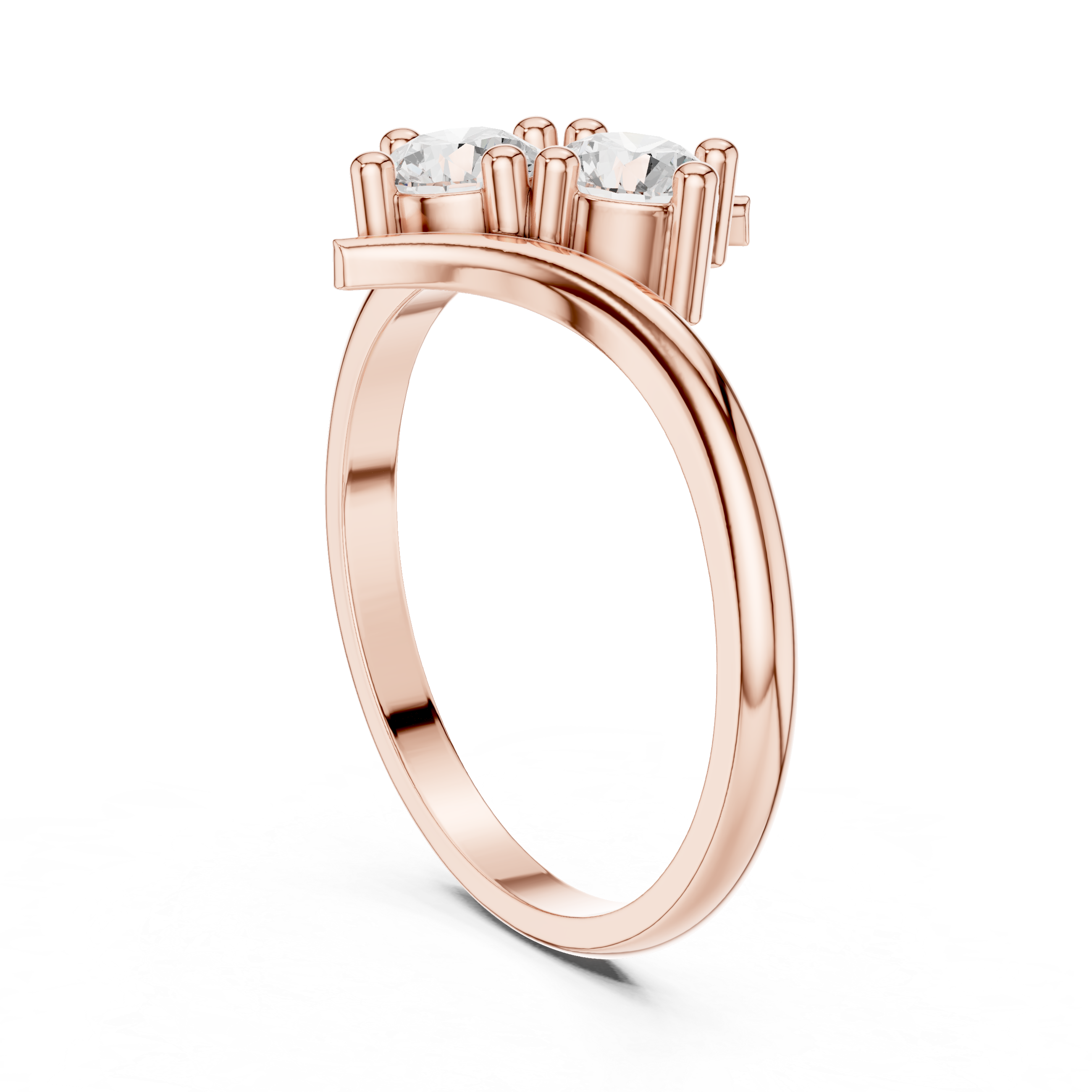 0.60 CT Round Diamond Bypass Two Stone Ring