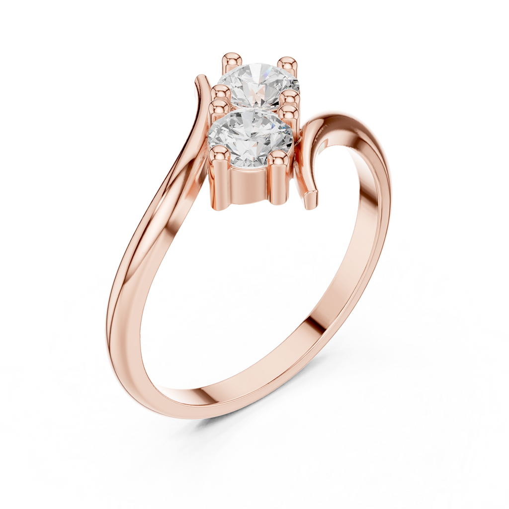 0.60 CT Round Diamond Bypass Two Stone Ring