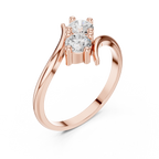 0.60 CT Round Diamond Bypass Two Stone Ring