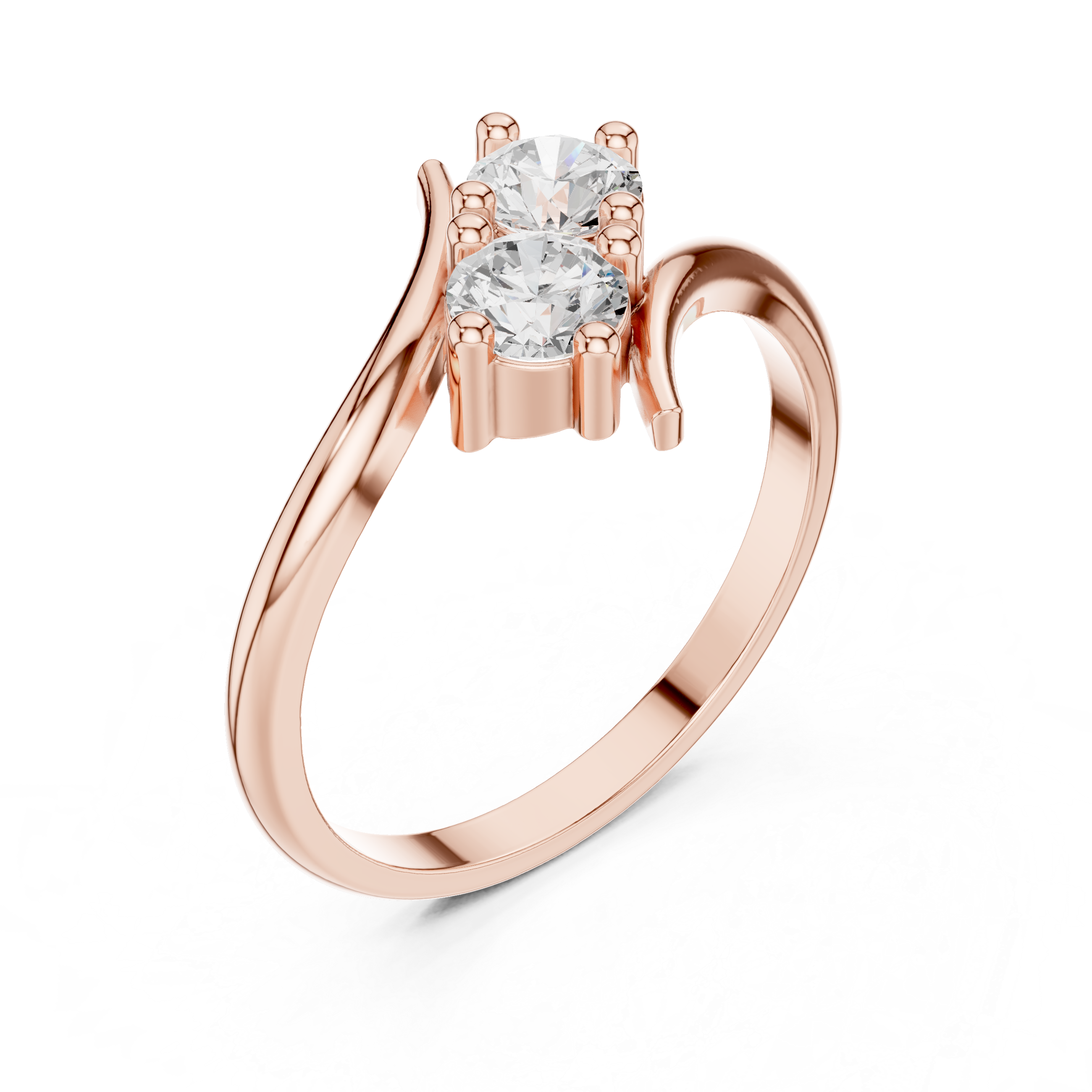 0.60 CT Round Diamond Bypass Two Stone Ring