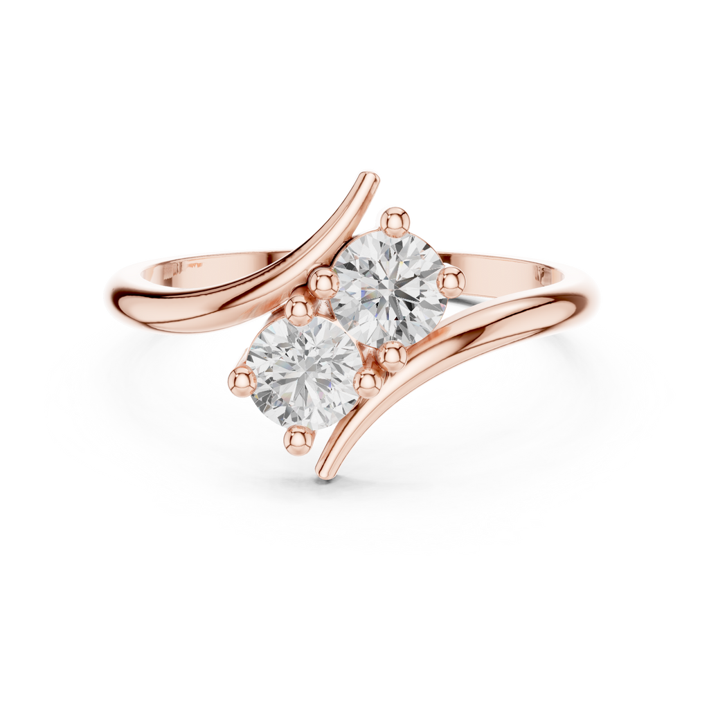 0.60 CT Round Diamond Bypass Two Stone Ring